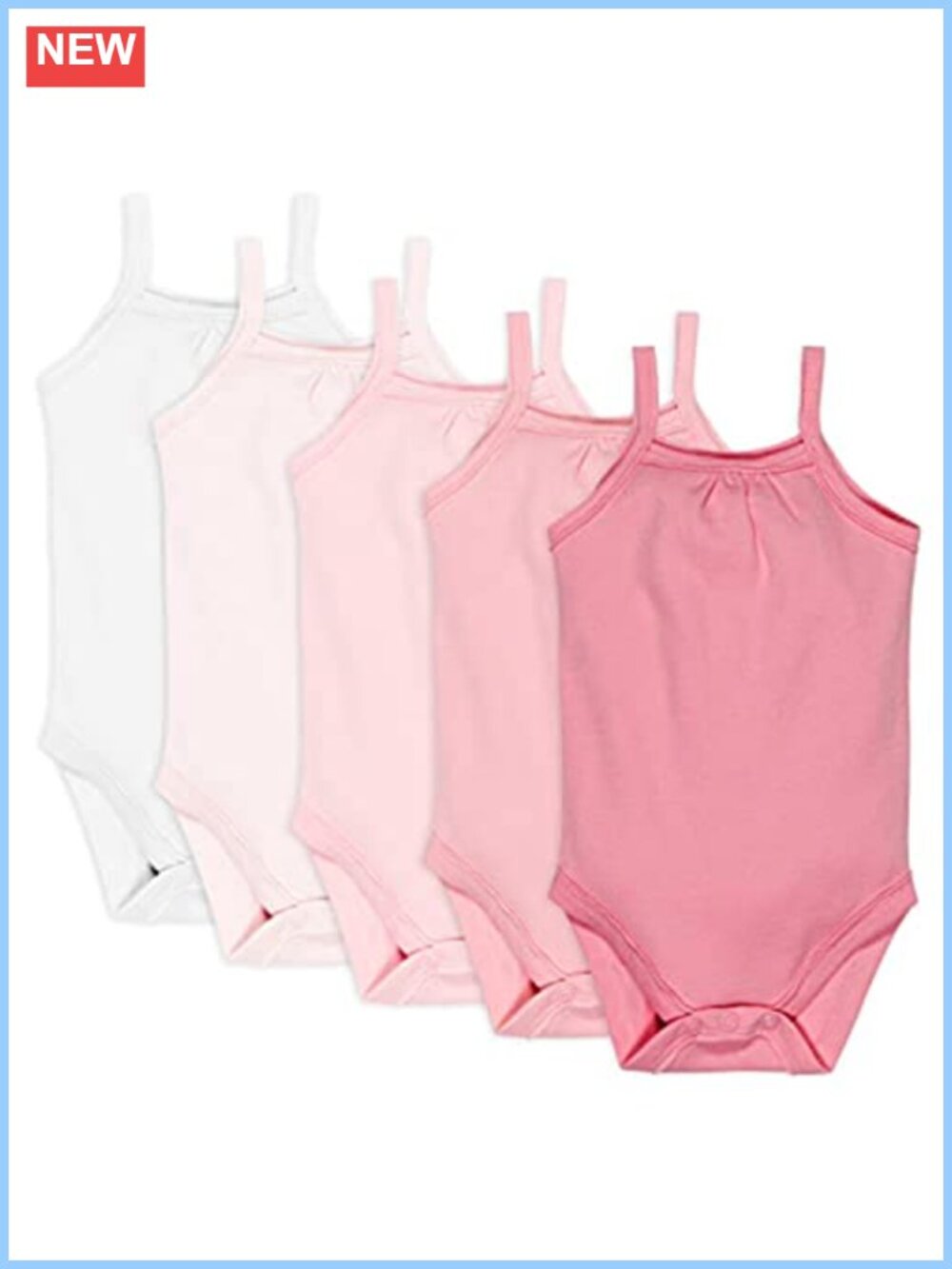 5 Pack Cami Bodysuits 100% Organic Cotton Sleeveless Infant Baby Essential Gift